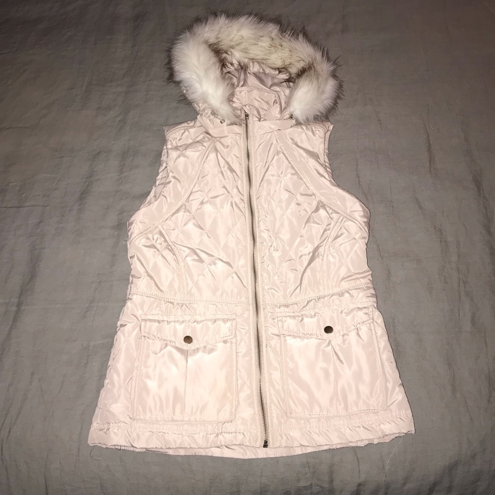 Vest with fur lined hood